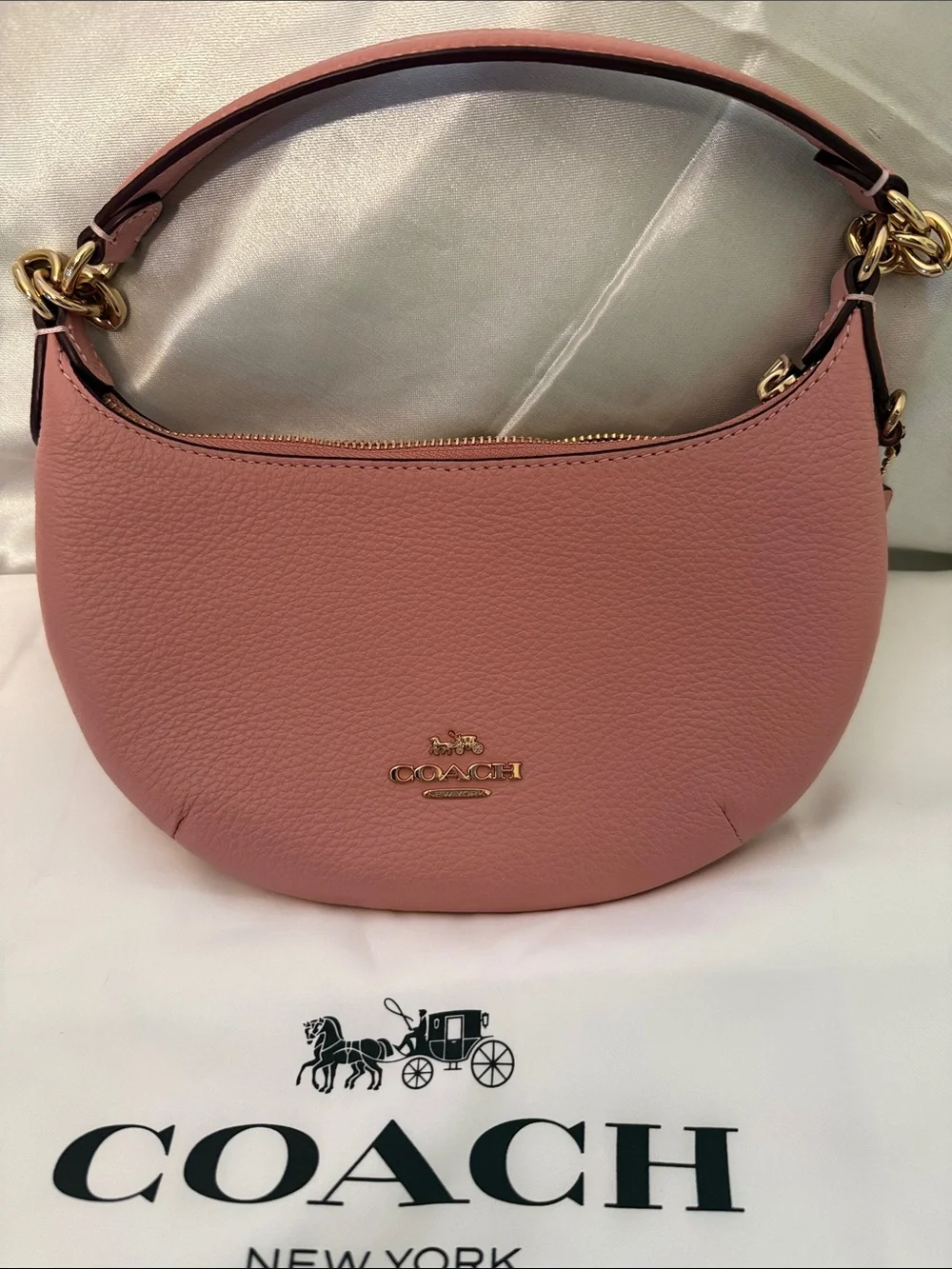 🩷COACH NWT Pink Petal Mini Payton  Leather Shoulder Bag With Gold Hardware